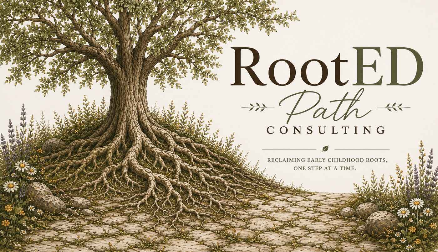 RootED Path Consulting logo: an illustrated rooted tree and stone path beside the RootED Path Consulting wordmark